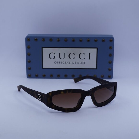 Gucci GG1787S 002 Cat Eye Sunglasses - Dark Havana/Brown - Picture 1 of 11
